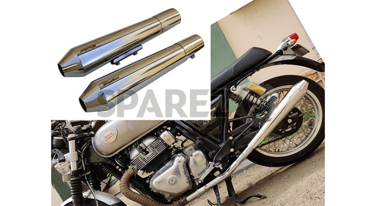 Royal Enfield GT Continental and Interceptor 650 Short Exhaust Silencer Polished - SPAREZO